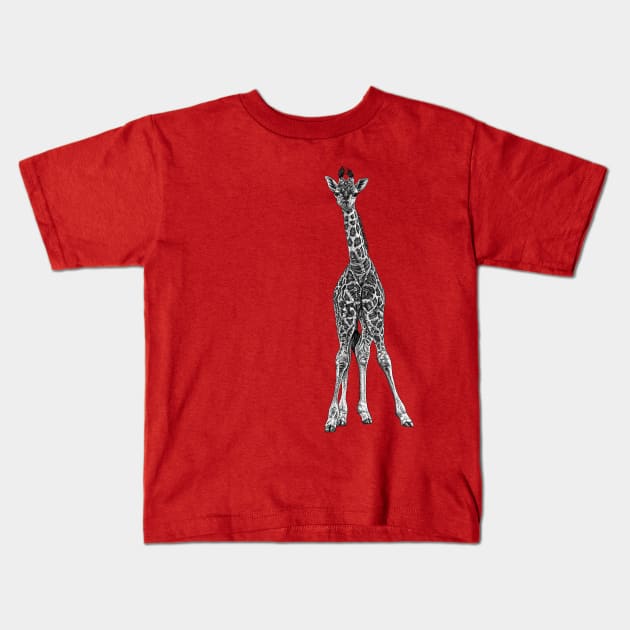 Baby giraffe - ink illustration Kids T-Shirt by lorendowding